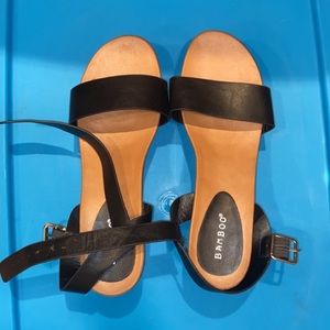 Black wedge sandals